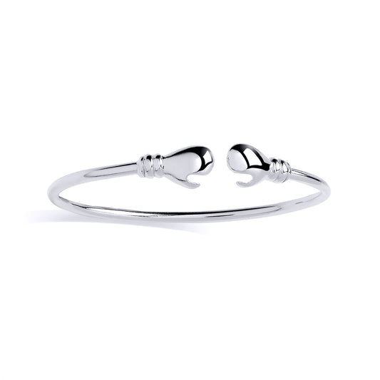 Silver Boxing Glove Torque Bangle Bracelet - BN90