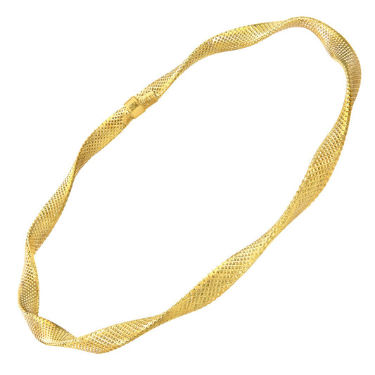 9ct Gold Flat Wavy Ribbon Bangle Bracelet 4mm 7.75 inch - BNGAXL1500Y