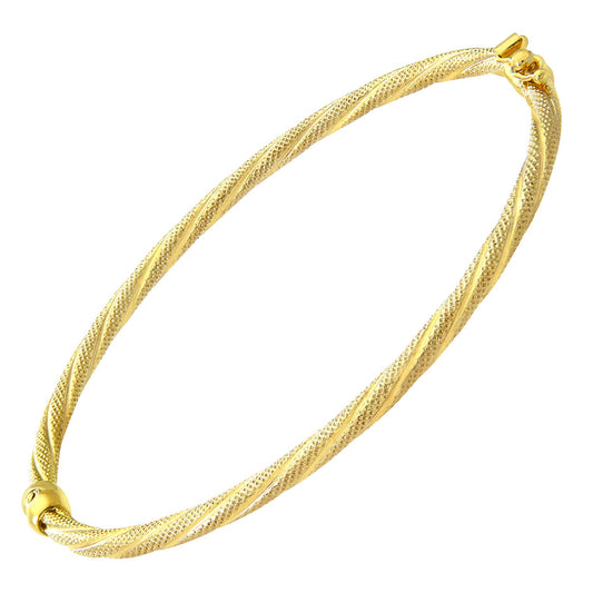 9ct Gold Snake Skin Twist Bangle Bracelet 2.5mm - BNGAXL1503Y
