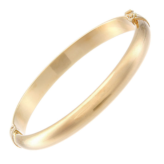 9ct Gold D-Shape Polished Dome Bangle Bracelet 8mm - BNGAXL1602Y
