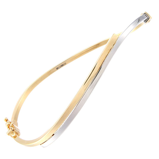 9ct White & Yellow Gold Square Tube Wavy Bangle Bracelet 4mm - BNGAXL1603YW