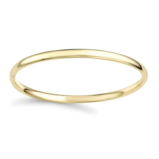 Ladies 9ct Gold Oval Court Tube Minimalist Bangle Bracelet 4.2mm - BNNR02352