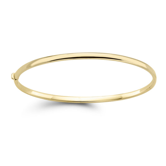 Ladies 9ct Gold D-Shape Tube Minimalist Oval Bangle Bracelet 3mm - BNNR02357