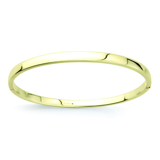 Ladies 9ct Gold Rectangular Tubing Bangle Bracelet - 4mm - BNNR02373