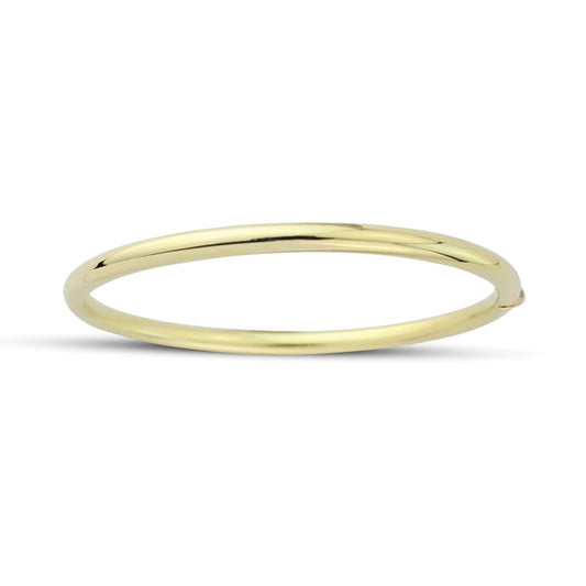Ladies 9ct Gold Hollow 4mm Round Tube Oval Bangle Bracelet - BNNR02376