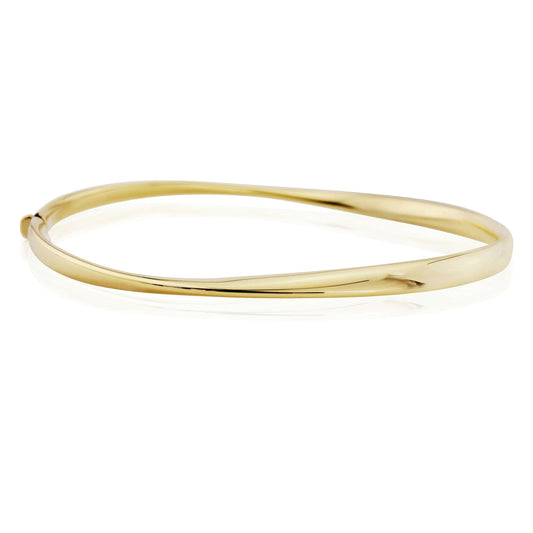 9ct Gold Polished Twist Bangle Bracelet - BNNR02456