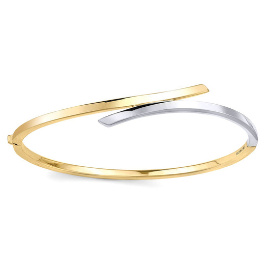 9ct 2-Colour Gold Crossover Bangle Bracelet - BNNR02488