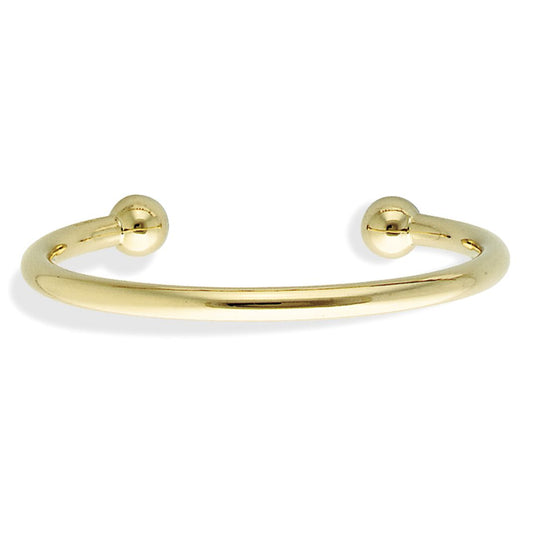 Ladies 9ct Gold Solid Wire Torque Bead Bangle Bracelet 5mm - BNNR02497