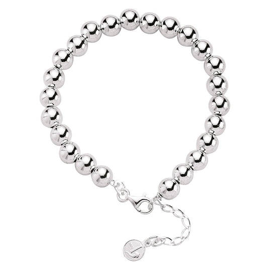 Silver Polished Ball Bead Bracelet 9mm 7.5 inch - BRC1