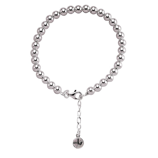 Silver Polished Ball Bead Bracelet 7mm 7.5 inch - BRC10