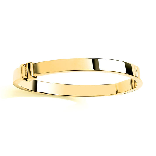 Gilded Silver Rectangular Tube Cuff Bangle Bracelet 7mm - BRC165GOLD