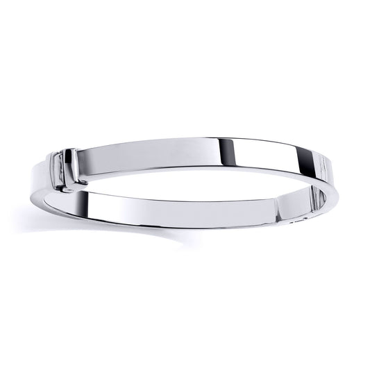 Silver Rectangular Tube Cuff Bangle Bracelet 7mm - BRC165RH