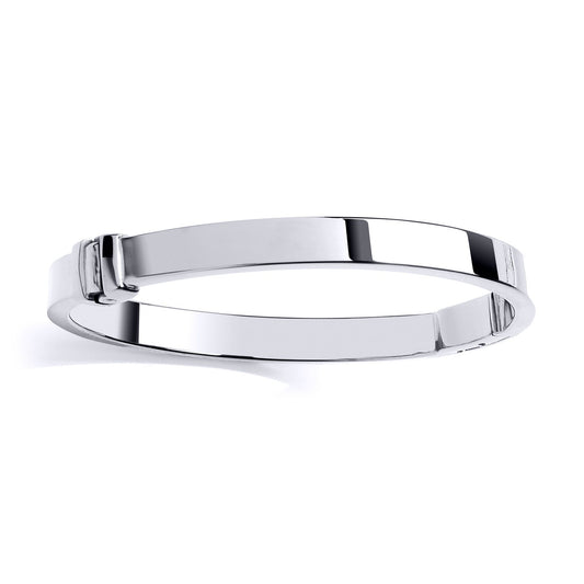 Silver Rectangular Tube Cuff Bangle Bracelet 7mm - BRC165RH