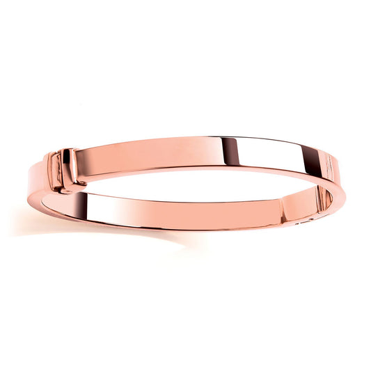 Rose Silver Rectangular Tube Cuff Bangle Bracelet 7mm - BRC165ROSE