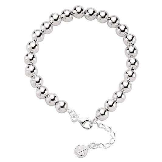 Silver Polished Ball Bead Bracelet 9mm 7.5 inch - BRC1