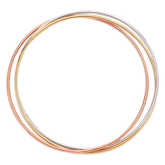 3-Colour Silver Russian Wedding Bangle Bracelet 3 x 1.5mm - BRC97