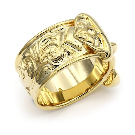 Mens Flash-plated Solid Brass Single Buckle Ring 20mm Size Z+1 - BRN027