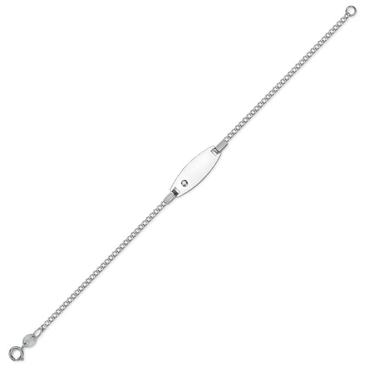 9ct White Gold Diamond ID Identity Bracelet 5.5"/13.75cm - BRNR02466-05