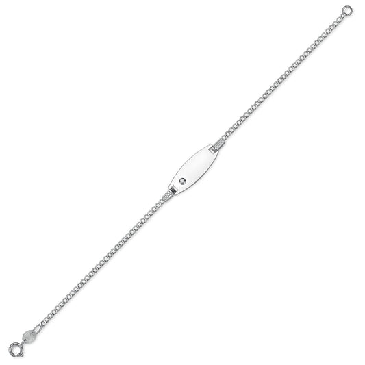 9ct White Gold Diamond ID Identity Bracelet 5.5"/13.75cm - BRNR02466-05