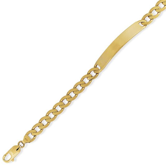 Mens Solid 9ct Gold 7.3mm Identity Curb ID Bracelet 8.25" - BRNR02622-08