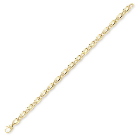 9ct Gold Squared Oval Links Cable Chain Bracelet 5mm 7.5"/19cm - BRNR02824-07