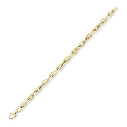 9ct Gold Oval Link Prince of Wales Style Bracelet 5mm 7.5"/19cm - BRNR02825-07