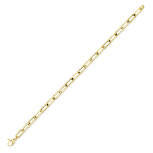9ct Gold Twist Rope Oval Paperclip Chain Bracelet 4mm 7.5"/19cm - BRNR02826-07