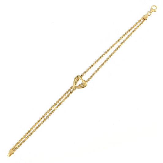 9ct Gold Rope Charm Bracelet 4mm 7 inch - BT1AXL626Y