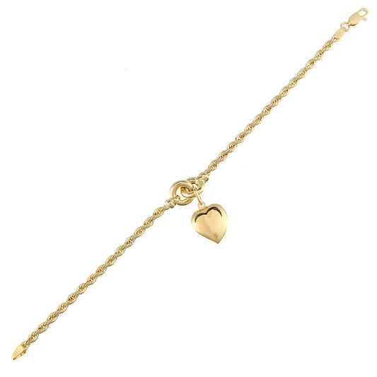 9ct Gold Rope Charm Bracelet 3mm 7.5 inch - BT1AXL627Y