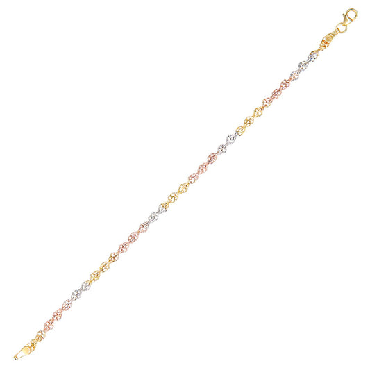 9ct 3 Colour Gold Infinity Chain Bracelet 4mm 7.5 inch - BT1AXL8033COl