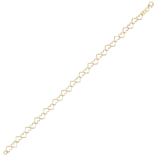 9ct Gold Heart Chain Bracelet 7mm 7.5 inch - BT1AXL806Y