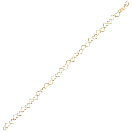 9ct Gold Heart Chain Bracelet 7mm 7.5 inch - BT1AXL806Y