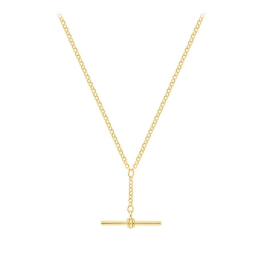 9ct Gold Tight-link Micro Belcher T-Bar Necklace 18" 45cm - CANR02023-18