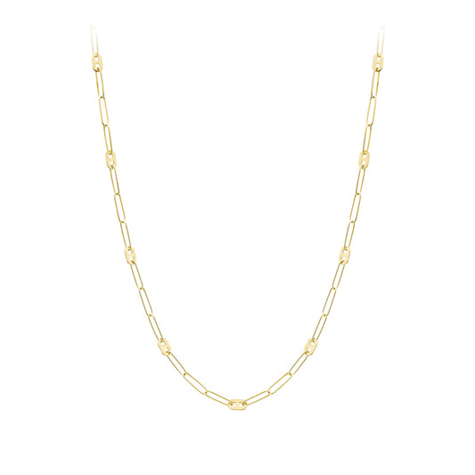 9ct Gold Oval Paperclip Medallion Anchor Station Necklace 18" - CANR02044-18