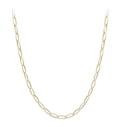 9ct Gold Round Tube Gentle Twist Oval Chain Necklace 5mm 18"/46cm - CANR02047-18