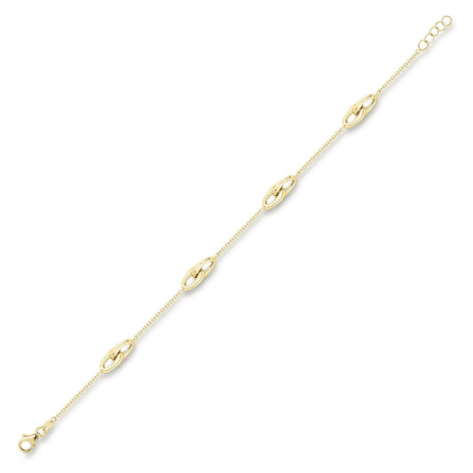 9ct Gold Interlocked Holding Claws Station Bracelet 0.4mm 7.5" - CANR02053-07