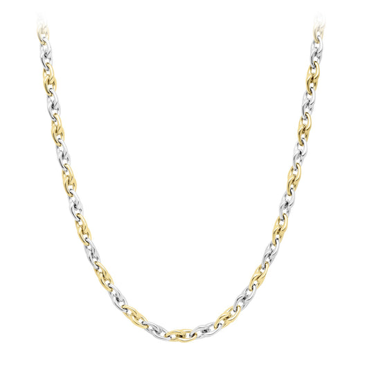 9ct 2-Colour Gold Interlocked Holding Claws Necklace 6mm 18" - CANR02056-18