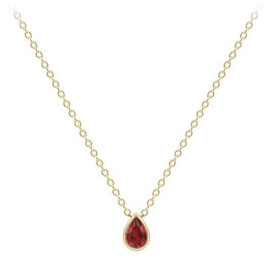 9ct Gold Yellow Gold Garnet Necklace 18"/45cm - CANR02089-18