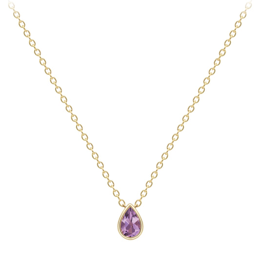 9ct Gold Yellow Gold Amethyst Necklace 18"/45cm - CANR02090-18