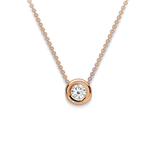 18ct Rose Gold Diamond Slider Charm Necklace - CBNR02143-18