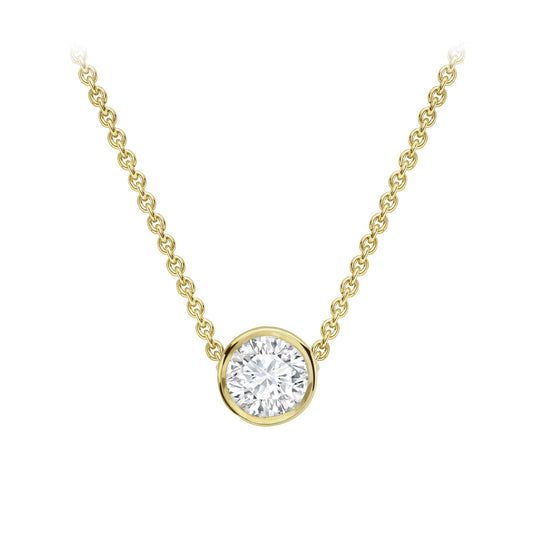 18ct Gold Diamond Slider Solitaire Necklace 0.9mm 18" 45cm 14pts - CBNR02180-18