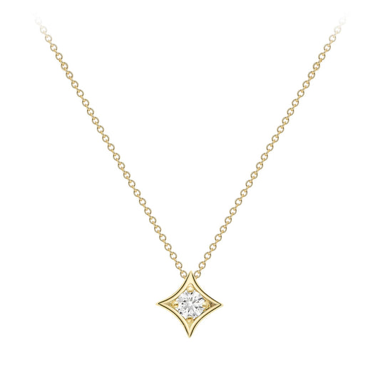 18ct Gold Diamond Morning Star Solitaire Slider Necklace 4mm 18" - CBNR02181-18