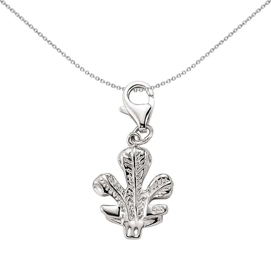 Sterling Silver Fleur De Lis Lobster Clasp Link Charm Pendant - CM017
