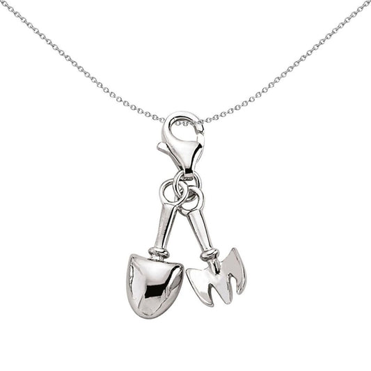 Sterling Silver Garden Digging Spade Fork Link Charm - CM028