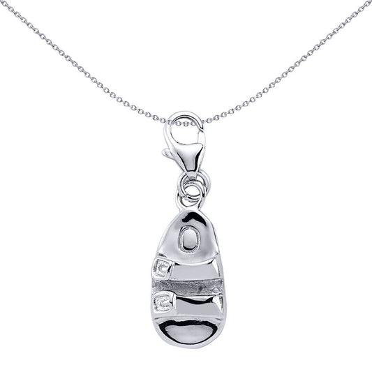 Sterling Silver Flip Flop Sandal Slipper Charm Pendant - CM029