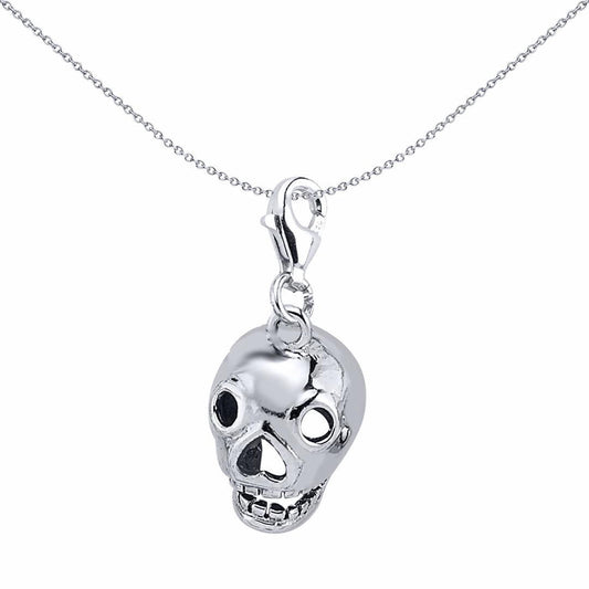 Sterling Silver Happy Skull Charm Pendant - CM034