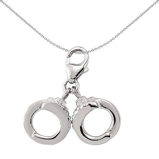 Sterling Silver Naughty Hand Cuffs Link Charm - CM082