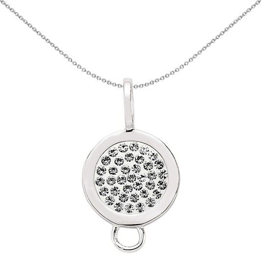 Sterling Silver White Crystal Shamballa Pendant - CM089