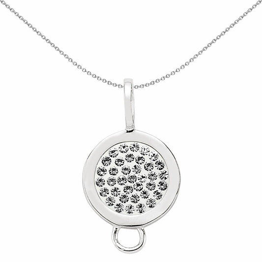 Sterling Silver White Crystal Shamballa Pendant - CM089
