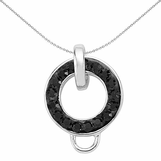 Sterling Silver Black Crystal Pave Ring Hanger Link Charm - CM090BLK